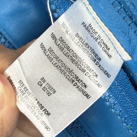 Helmut Lang Reversible Dual Leather Biker Jacket P XS Blue Black Grunge Zip Edge - Picture 12 of 16